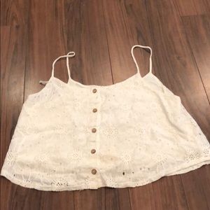 Lace buttoned crop top